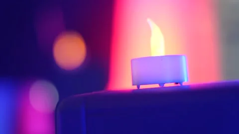 Candle is beautiful object and this tiny electrical candle is so cute with Stock Footage 158137961