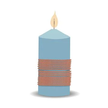 The candle is blue. Decorative candle. Vector illustration isolated. Spa proc Stock Illustration