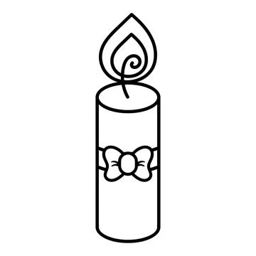 Candle with a bow. Coloring page. Vector illustration Stock Illustration