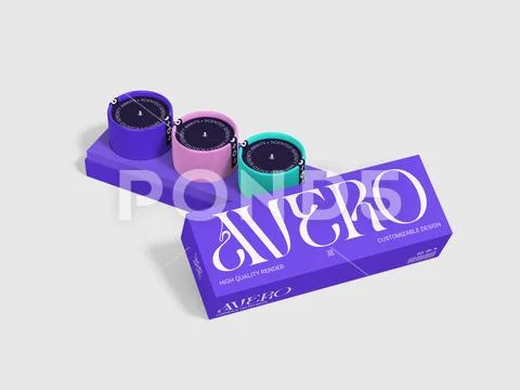 Candle with Box Mockup PSD 템플릿