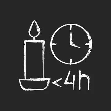 Candle burn time limit chalk white manual label icon on dark background Stockillustratie