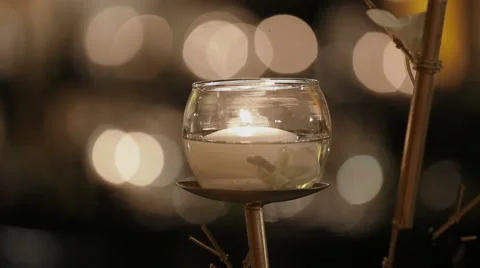 Candle Burning with Bokeh Stock Footage 47772598