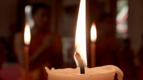 Candle Burning in Buddhist Temple Video stock 74201953