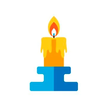 Candle burning candlestick flat Stock Illustration