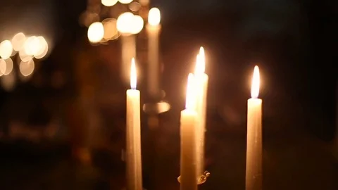 Candle burning in the candlestick Stock Footage 71892241