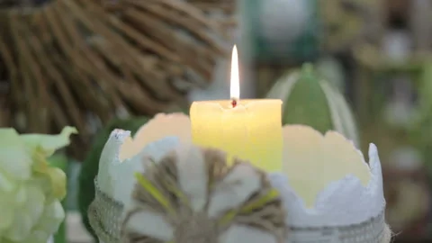 Candle burning close up. Stock Footage 128324331