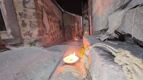 Candle burning in the dark 스톡 동영상 297574717