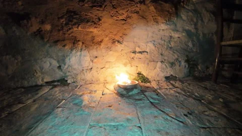 Candle burning in the dark in slow motion Video stock 297216746