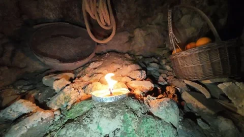 Candle burning in the dark in slow motion Video stock 297564824