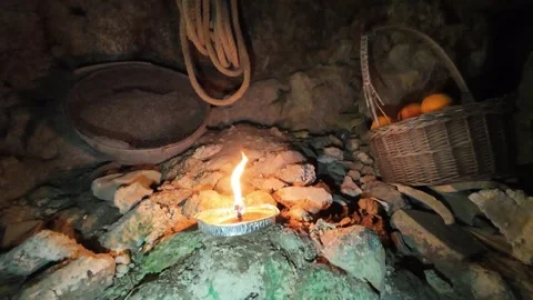 Candle burning in the dark in slow motion 스톡 동영상 297565254