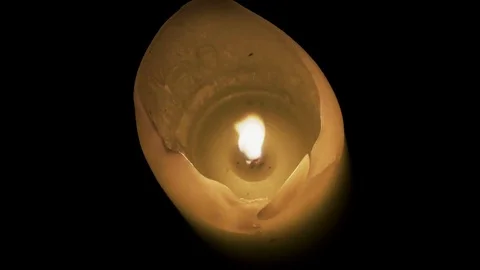 A candle is burning in the dark. The wind's blowing Stock Footage 82409426