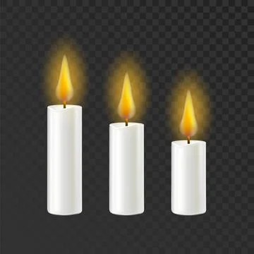 Candle Burning Flame Different Size Set Vector Stock Illustration