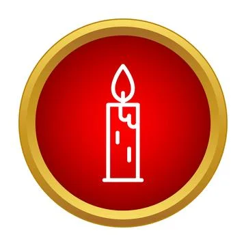 Candle burning with flame in red circle icon Stock Illustration