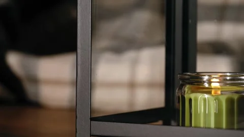 Candle burning in lantern Stock Footage 295146657