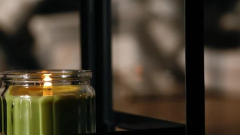 Candle burning in lantern Stock Footage 296154170