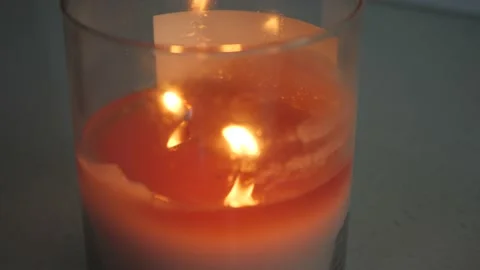 Candle Burning - Long Clip - Camera Pans Then Holds Stock Footage 192045985