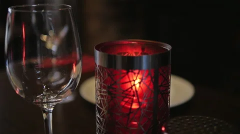 Candle burning on a Restaurant Table 스톡 동영상 40975541