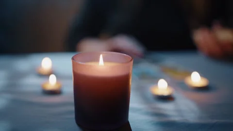 Candle Burning on the Table Vídeos de archivo 306016118