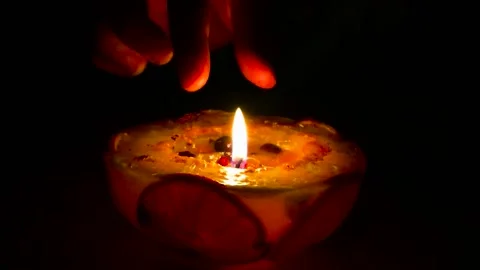 A candle burning until someone extinguishes it Video stock 134458762