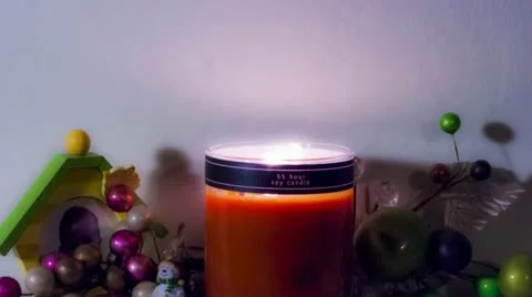 Candle burns Stock Footage 12576381