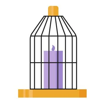 Candle in Cage Holder Flat Vector Illustration Stock Illustration