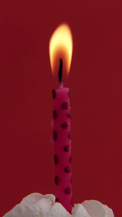 The candle on the cake is blown out. The fire on the candle does not go out Stock Footage 274701582