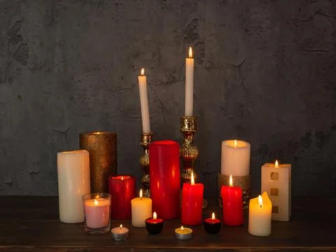 Candle, candle light composition different rituals Stock Photos
