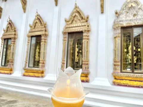 Candle For Candlelight Procession On Temple Background Stock Photos