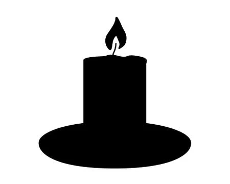 Candle in candlestick - black vector silhouette for pictogram or logo. Stock Illustration