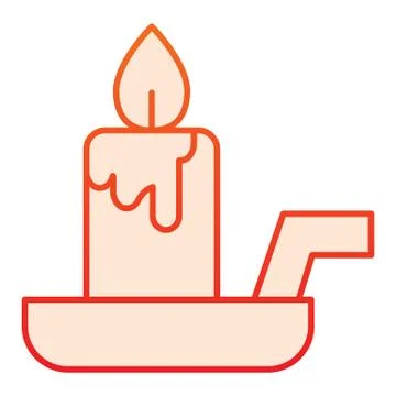Candle on a candlestick flat icon. Burning fire and wax stick on plate Stock-Illustration