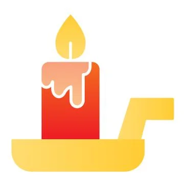 Candle on a candlestick flat icon. Burning fire and wax stick on plate Stock-Illustration