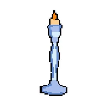 Candle candlestick holder pixel art vector illustration Stock Illustration