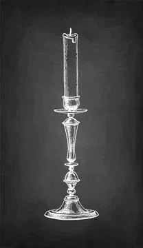 Candle in candlestick. Illustrazione stock