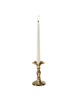 Candle on candlestick isolated on white background Stock Photos