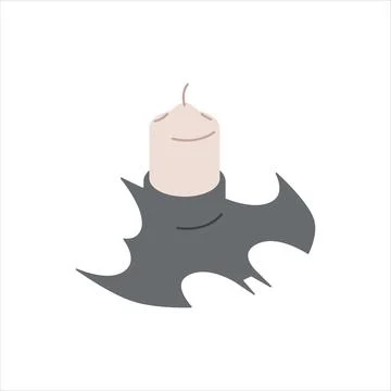 Candle in a candlestick in the shape of a bat Stock Illustration