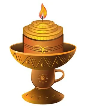 Candle in candlestick - vector image. Eco-friendly candle with label and bow. Stock Illustration