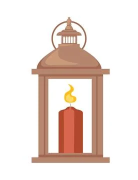 Candle in candlestick vintage design vector illustration isolated on white ba Stock Illustration