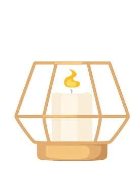Candle in candlestick vintage design vector illustration isolated on white .. Stock Illustration