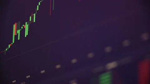 Candle Chart of Cryptocurrency Bitcoin. Value change of BTC Currency. Selling Stock Footage 196525965