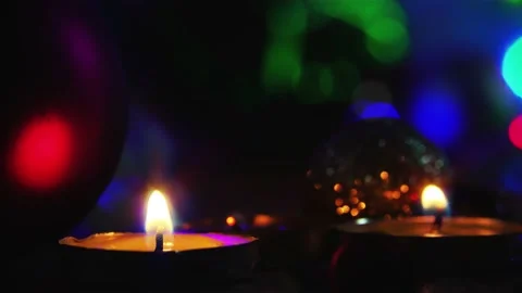 Candle on Christmas background 스톡 동영상 143395275