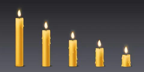Candle combustion stages set. Realistic isolated elements for animation. Natural Stock Illustration