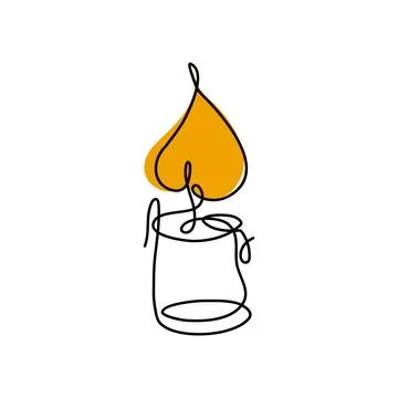 Candle continuous one line drawing Stock Illustration