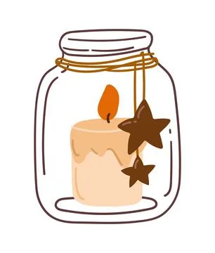 Candle in a cozy jar. Stock-Illustration