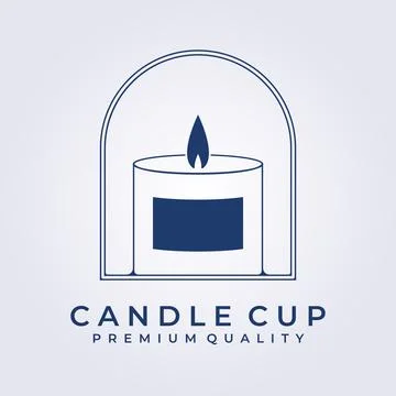 Candle cup light flame logo vector icon symbol sign label badge emblem illust Stock Illustration