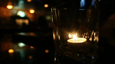 Candle In Dark Bar Stock Footage 809004