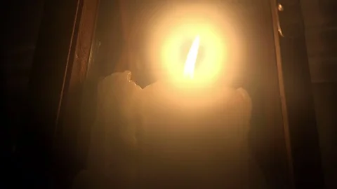 Candle in the dark close up Stock Footage 71015679