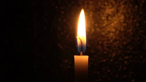 Candle in the dark with flare flame, raw, 4K Stock Footage 89886970