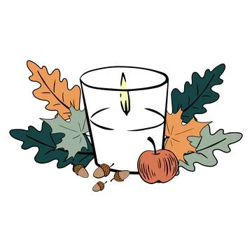 Candle with decor colorful illustration. Isolated on white background. Stock Illustration