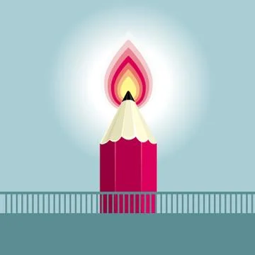 Candle design concept, combination of pencils and flames. Stock Illustration