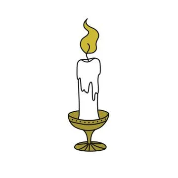 Candle doodle icon, vector color line illustration Stock Illustration